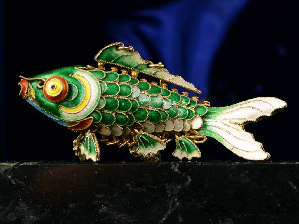 c1960 Green Enamel Fish