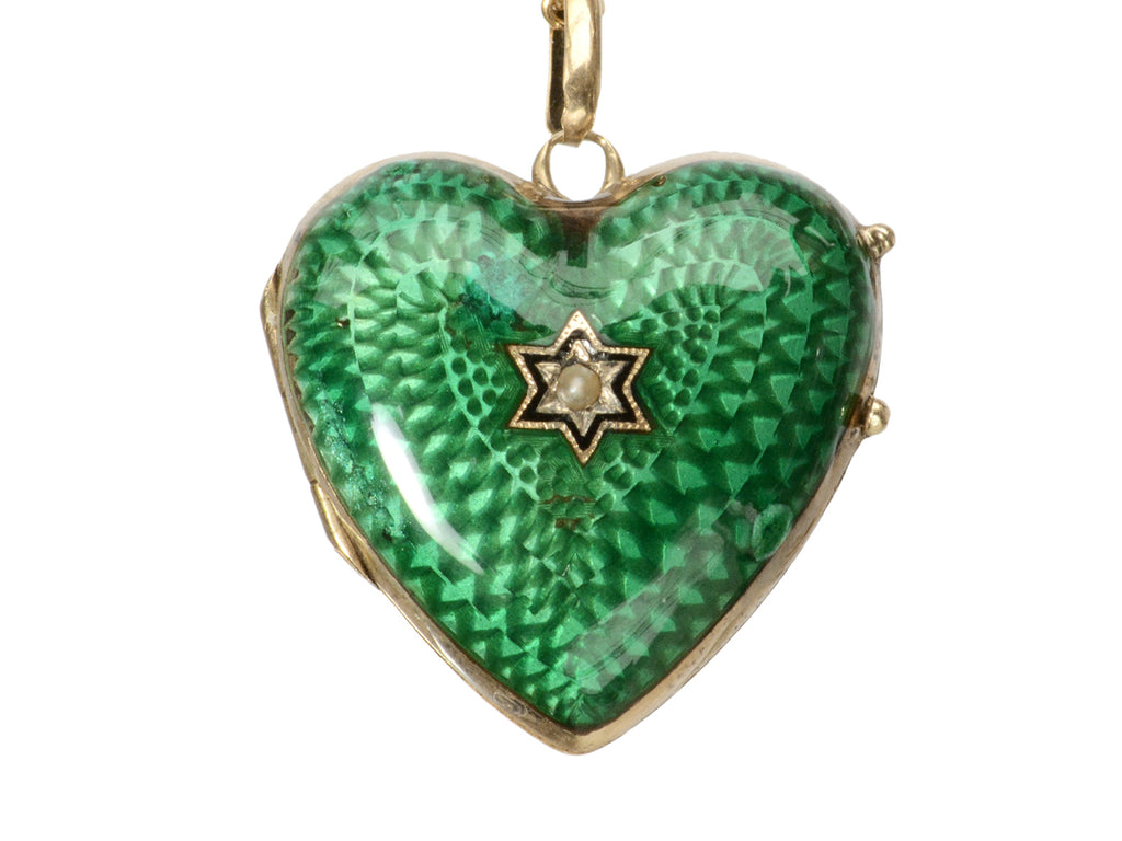 c1890 Green Heart Locket (on white background)