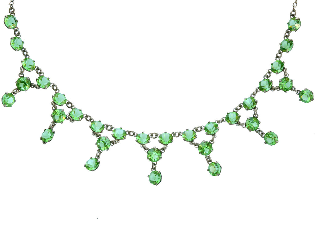 1930s Deco Green Crystal Necklace (on white background)