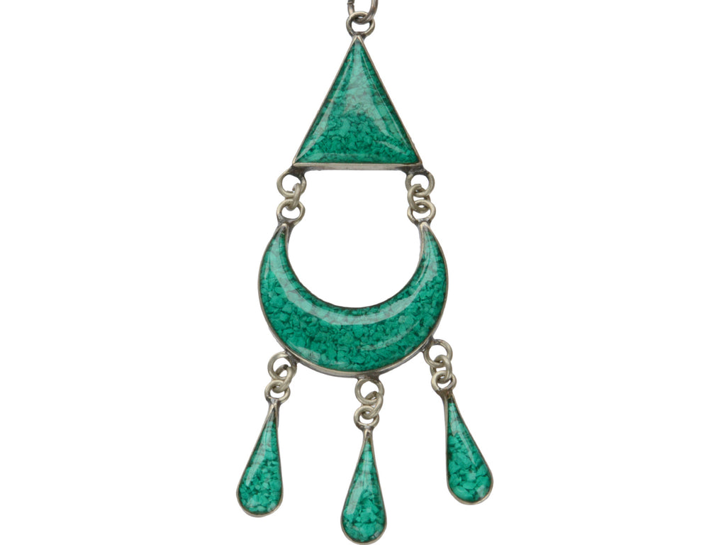 1970s Green Geometric Pendant (on white background)