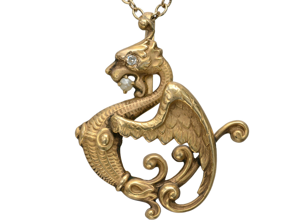 c1890 Victorian Dragon Pendant (on white background)