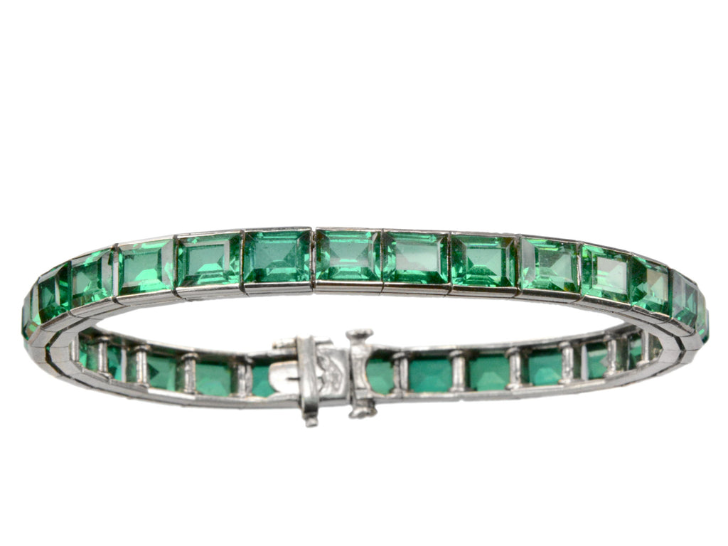 1940s Synthetic Emerald Bracelet (on white background)