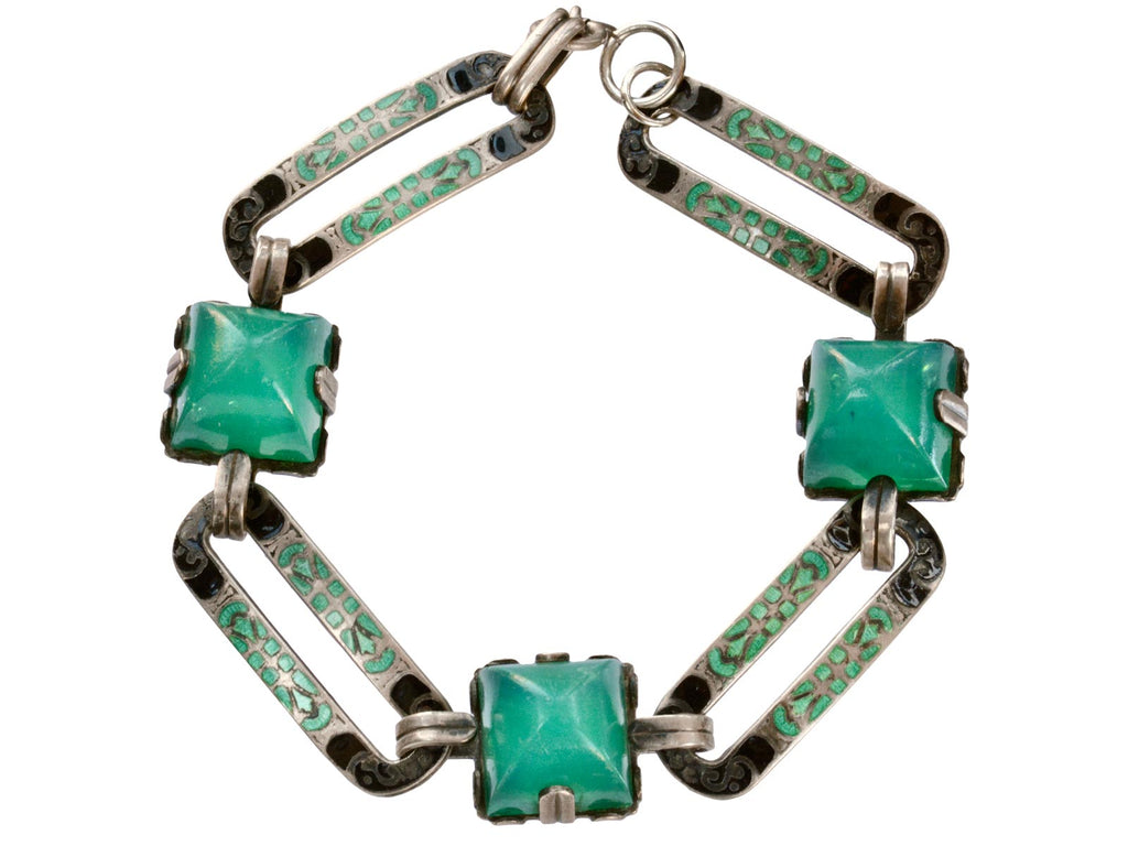 1920s Art Deco Green Bracelet (on white background)