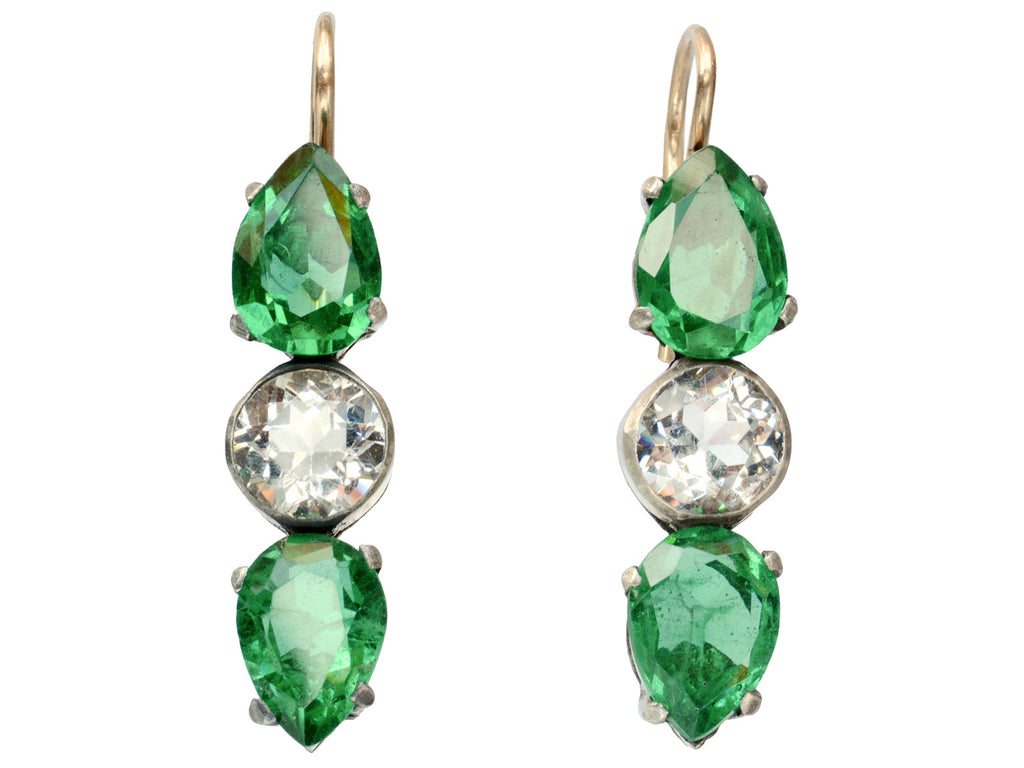 Vintage Green Paste Earrings (on white background)