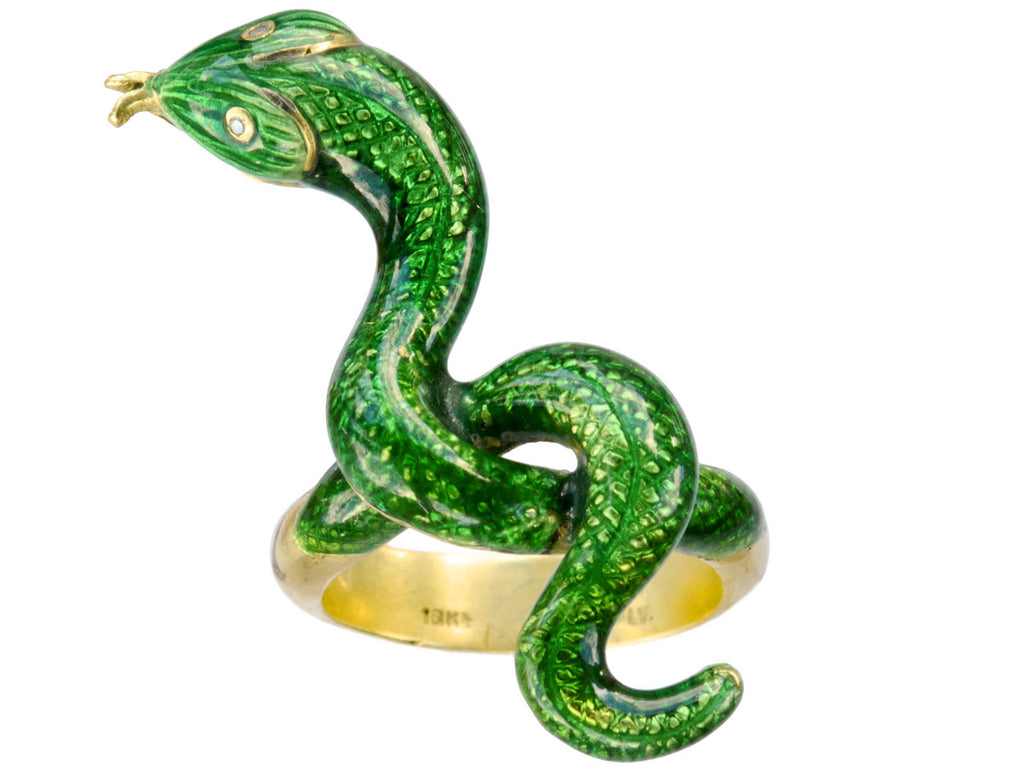 1960s Green Snake Ring (on white background)