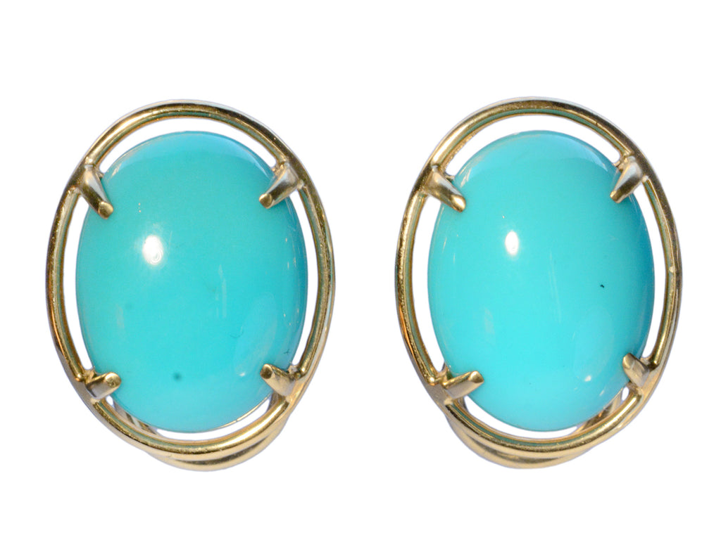 c1960 Gump's Turquoise Earrings (on white background)