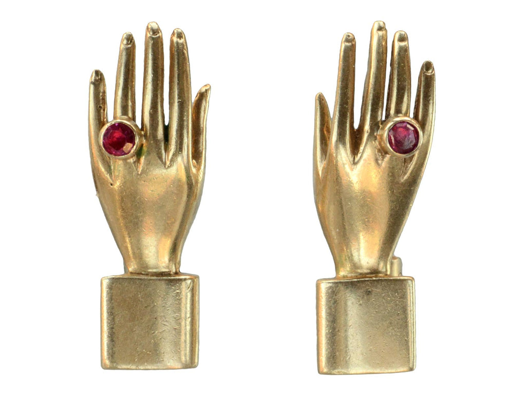 1940s Surrealist Hand Earrings (on white background)