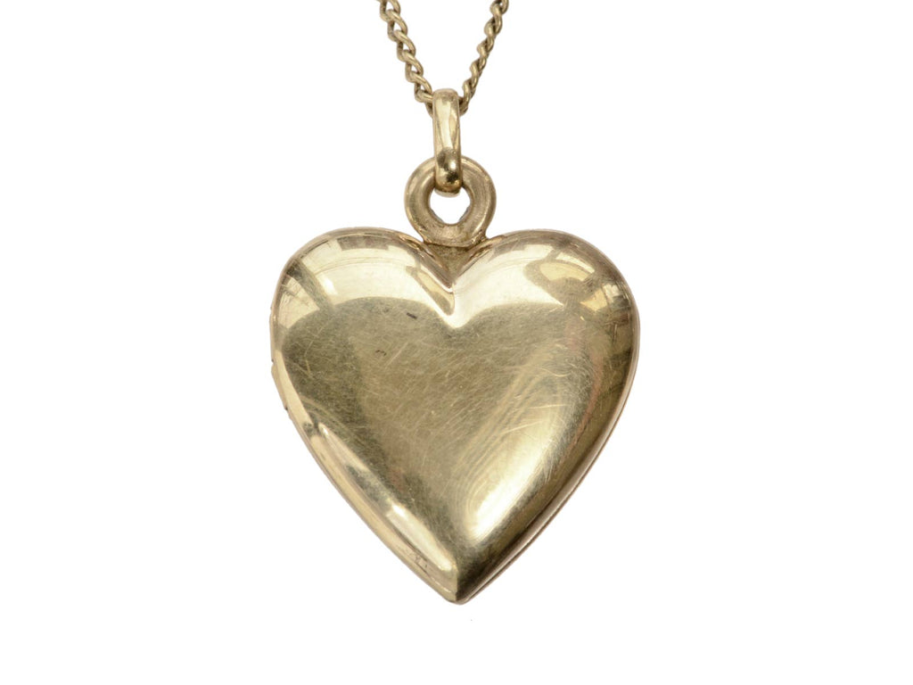 c1950 Heart Locket Necklace (on white background)