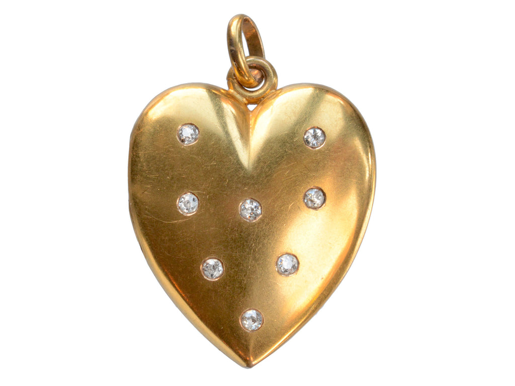 1900s Diamond Heart Locket (on white background)