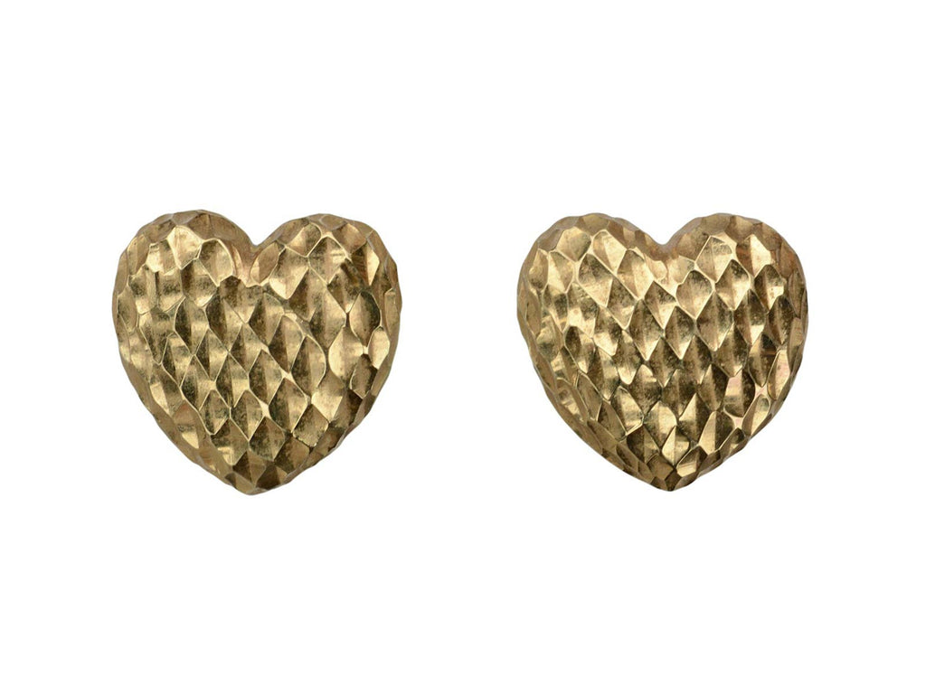 1980s Gold Heart Studs (on white background)