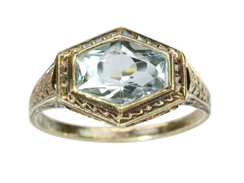 c1920 Hexagonal Aqua Ring (on white background)