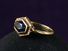 1920s Hexagonal Blue Deco Ring