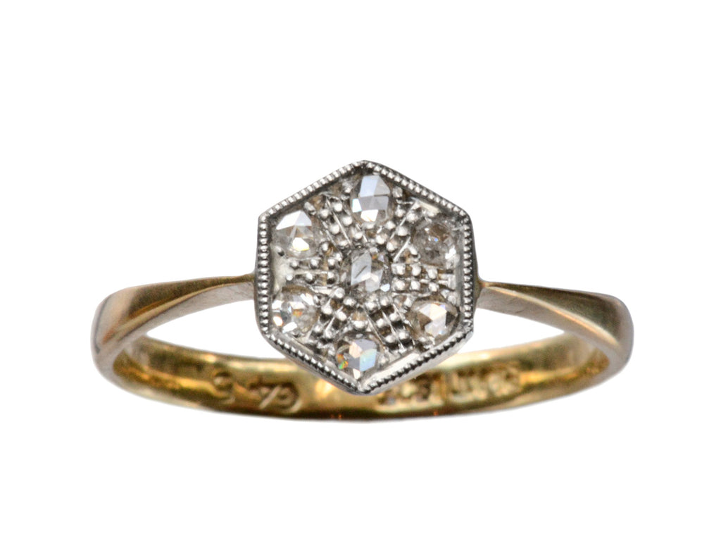 1930s Hexagonal Diamond Ring (on white background)