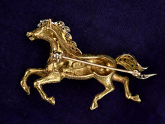 thumbnail of c1940 Diamond Horse Brooch (backside view)