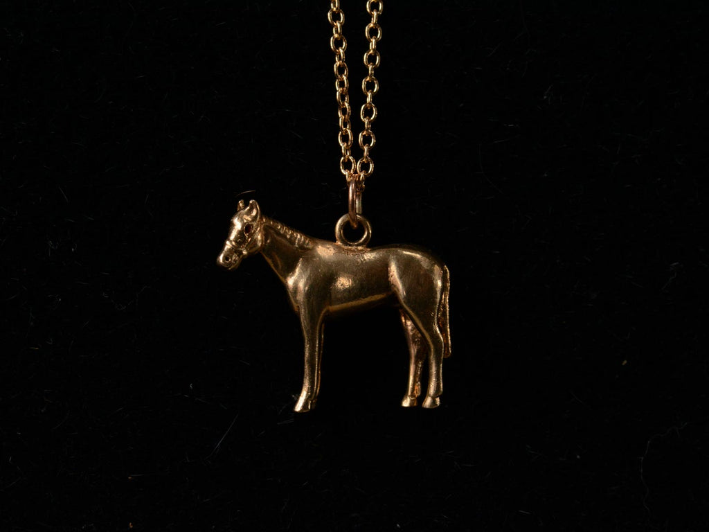 1940s Gold Horse Necklace