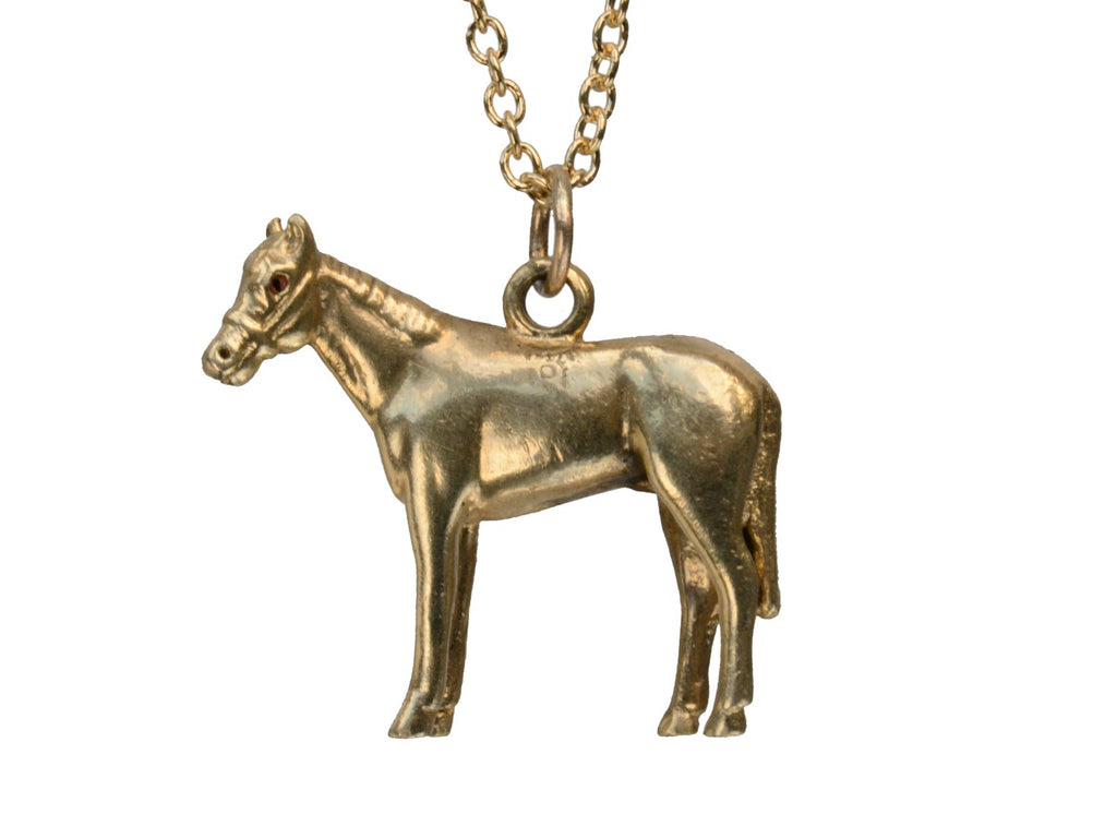 1940s Gold Horse Necklace (on white background)