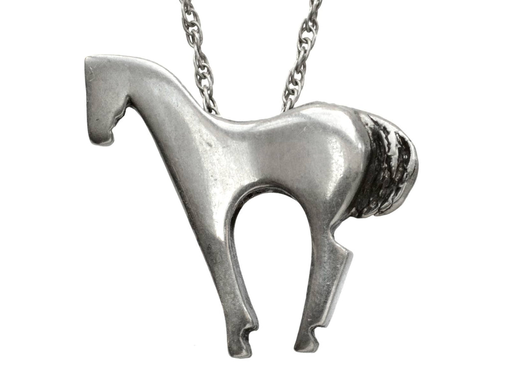 1980s Silver Horse Necklace