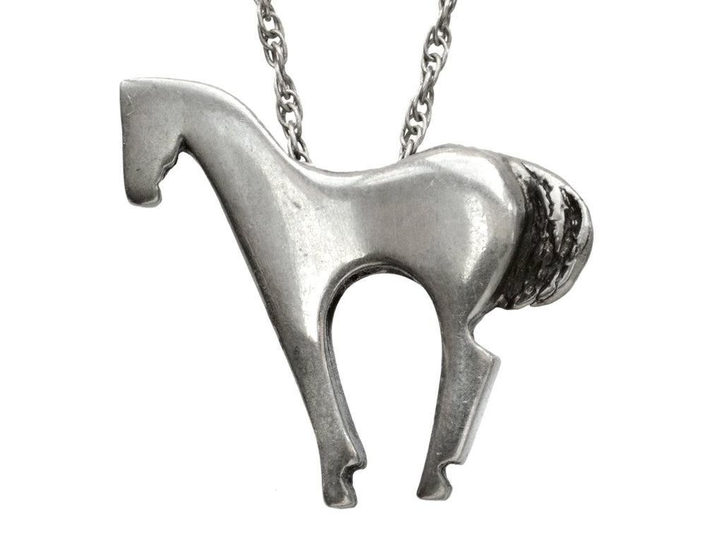 1980s Silver Horse Necklace (on white background)
