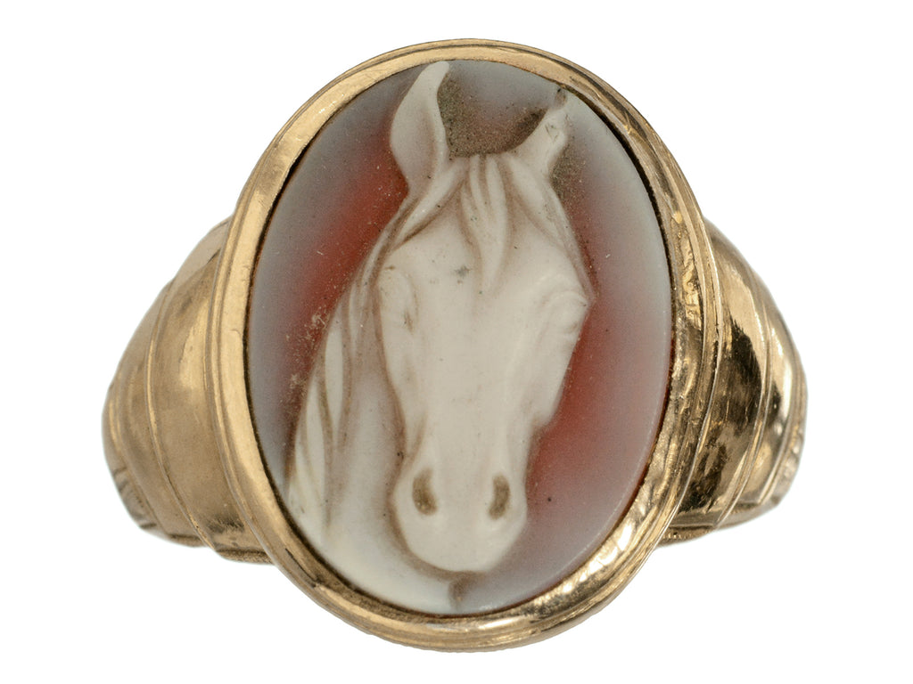 c1920 Horse Cameo Ring (on white background)