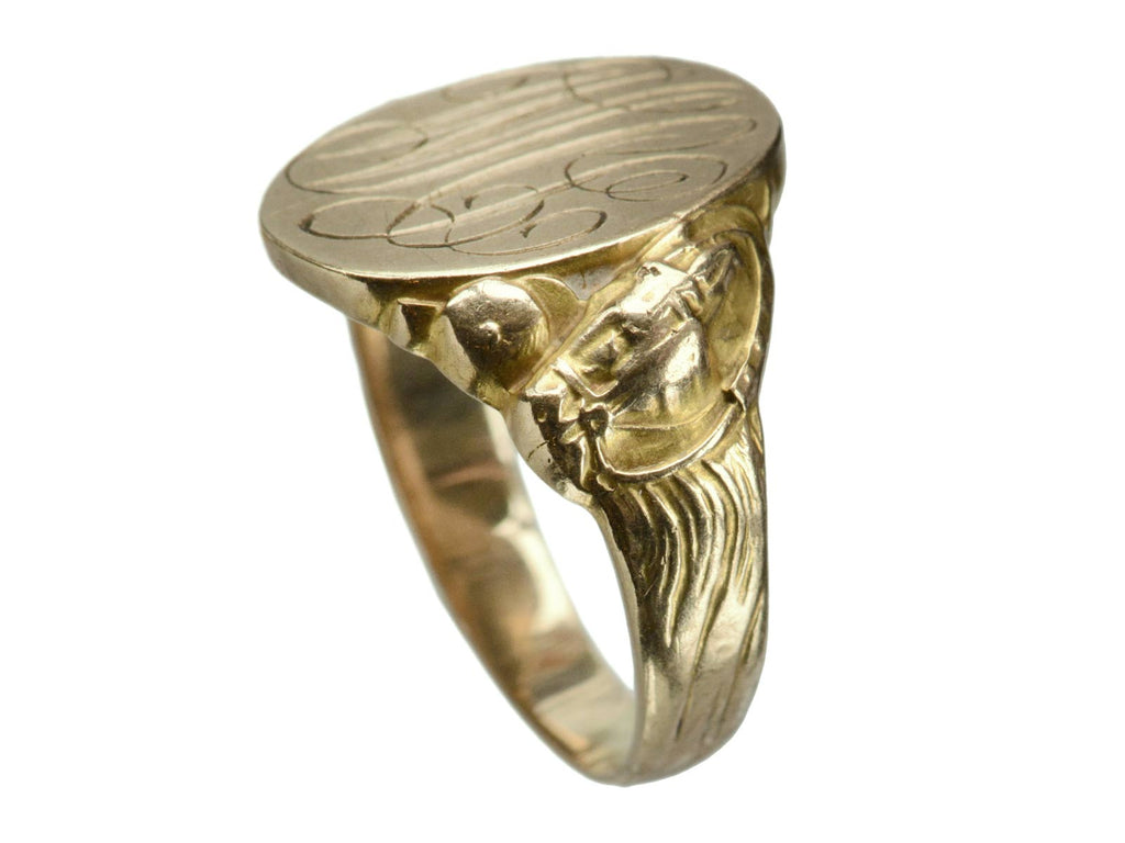 1900s Horse Head Signet Ring (on white background)