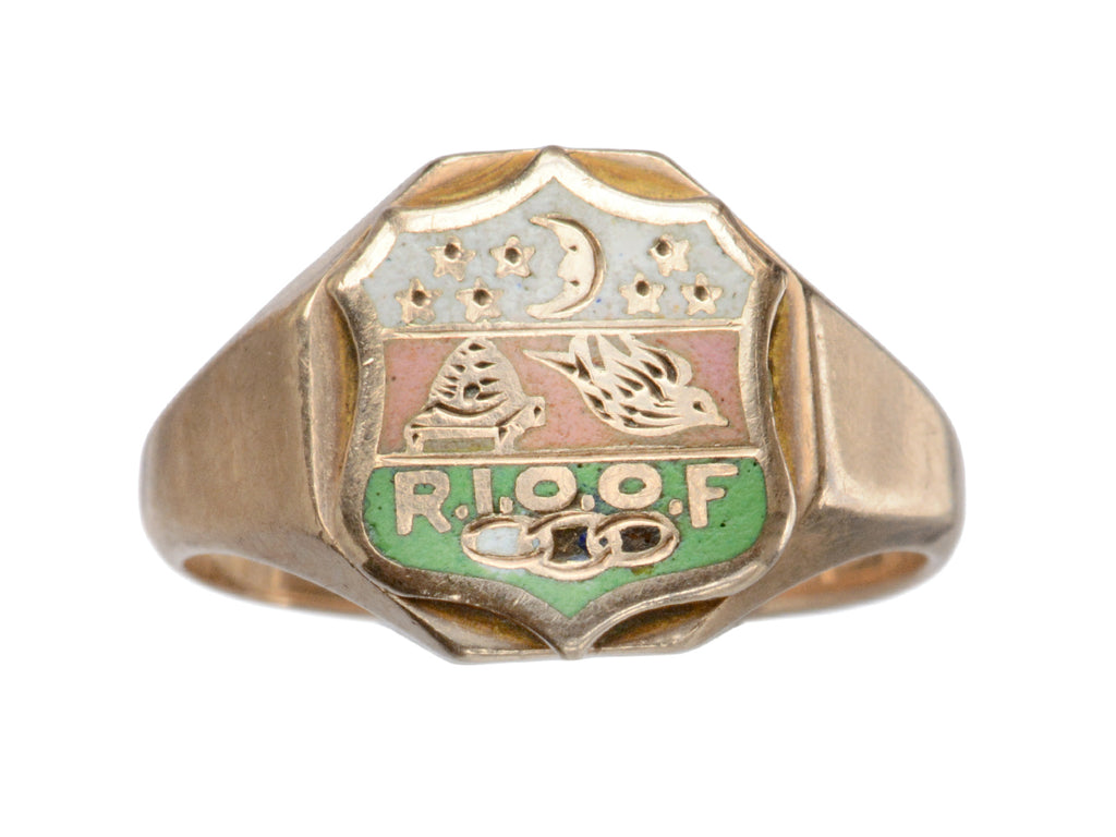 c1920 Odd Fellows Signet Ring (on white background)