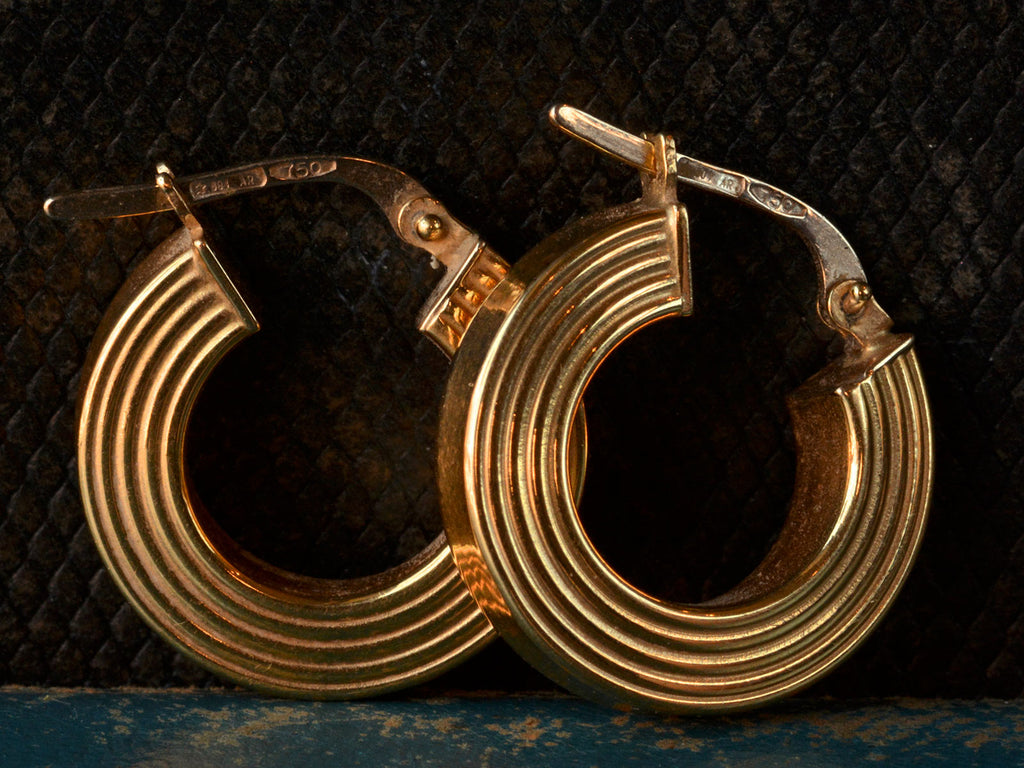 1960s 18K Reeded Hoop Earrings