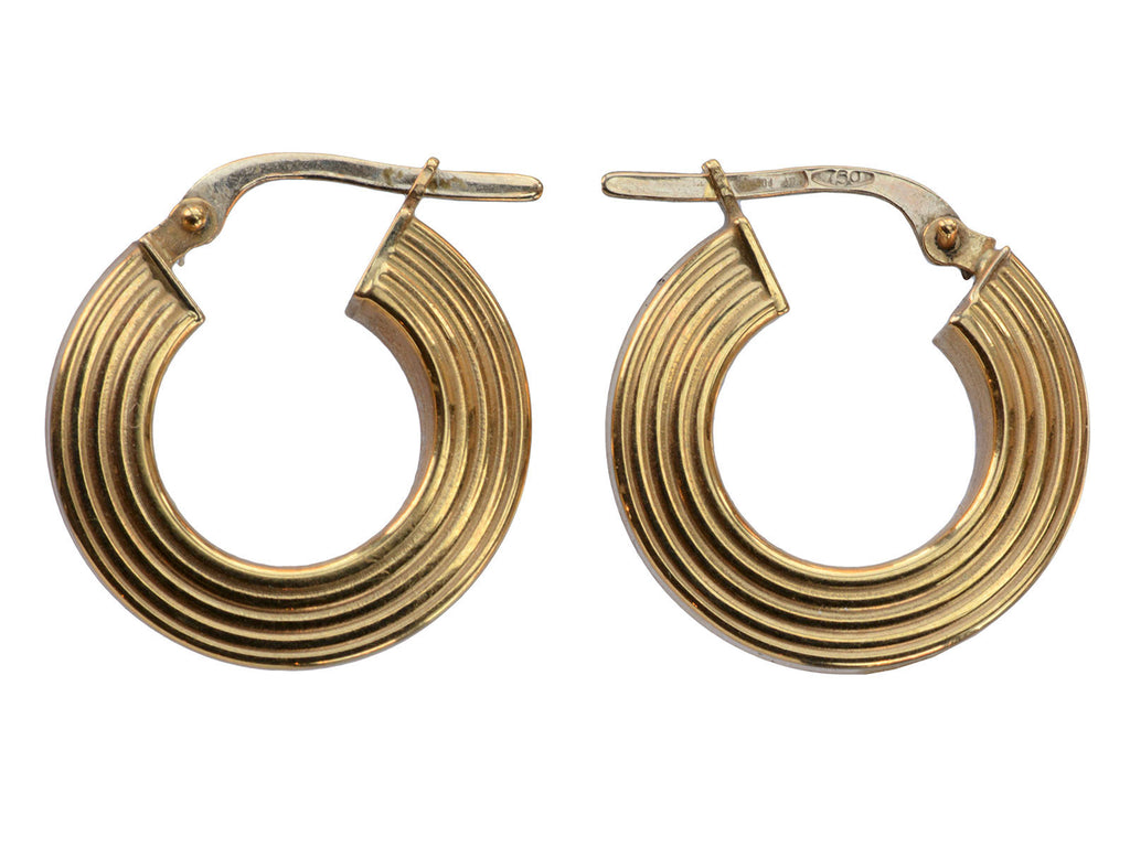 1960s 18K Reeded Hoop Earrings (on white background)