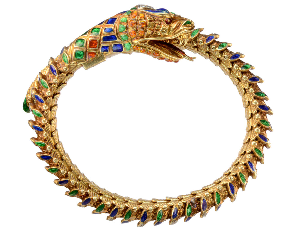  1960s Italian Snake Bracelet (on white background)