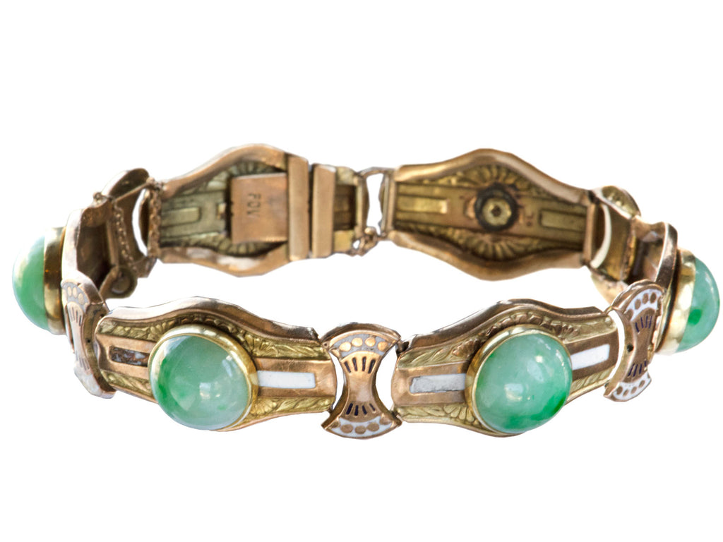1920s Deco Jade Bracelet (on white background)