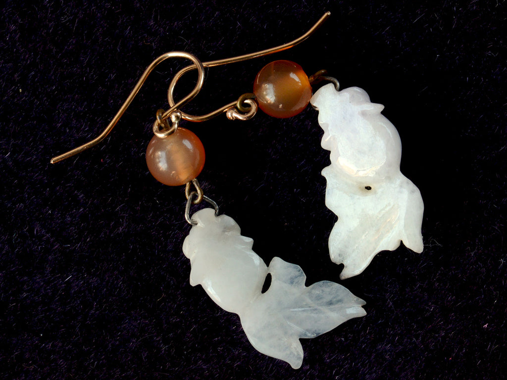 Mid 1900s Jade Fish Earrings