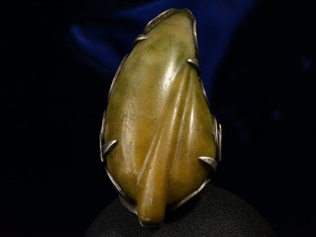 c1960 Jade Leaf Ring (on black background)