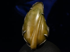 thumbnail of c1960 Jade Leaf Ring (on black background)