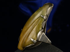 thumbnail of c1960 Jade Leaf Ring (side view)