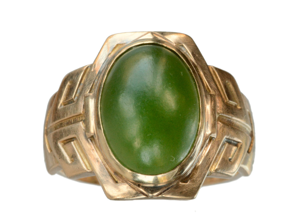 1909 Geometric Jade Ring (on white background)