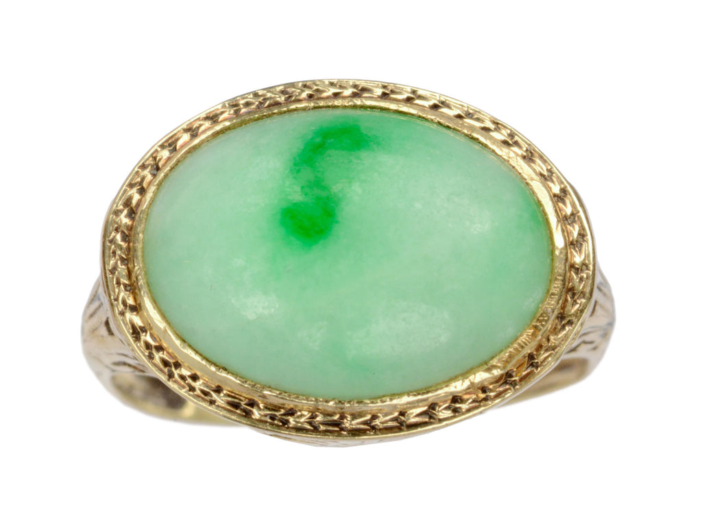1920s Deco Jade Ring (on white background)