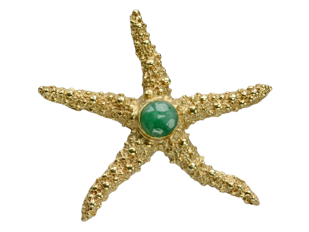 1960s Jade Starfish Brooch (on white background)