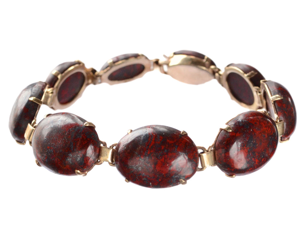 1900s Jasper Bracelet, 14K (on white background)