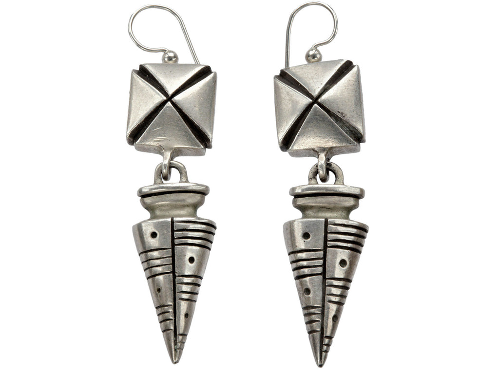 1990s Silver Amphora Earrings (on white background)