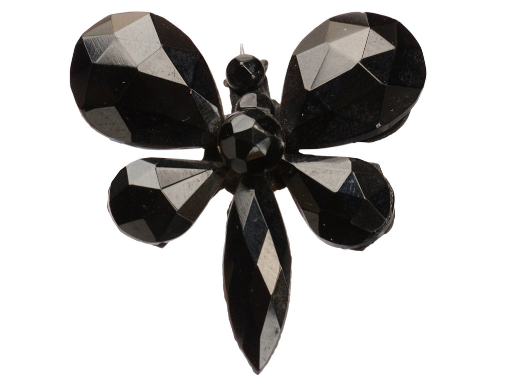 1880s French Jet Butterfly Pin (on white background)