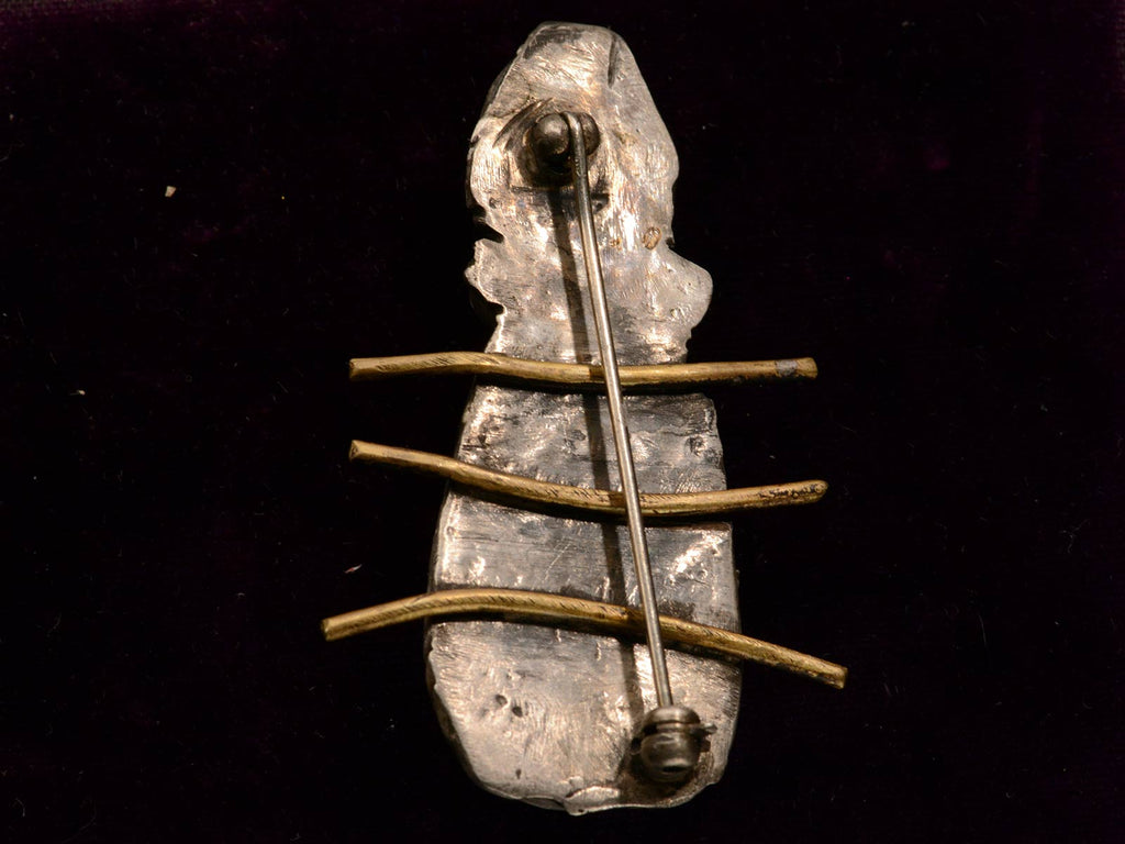 c1980 Fossil Bug Brooch (backside)