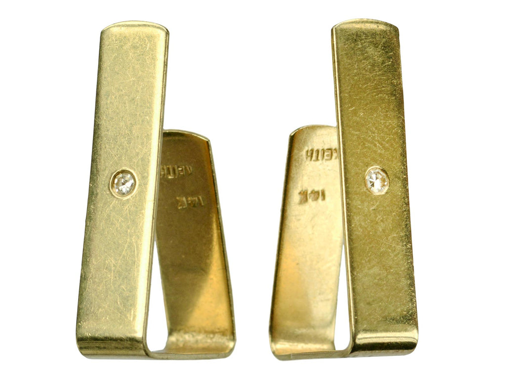 1980s Modernist Diamond Earrings (on white background)