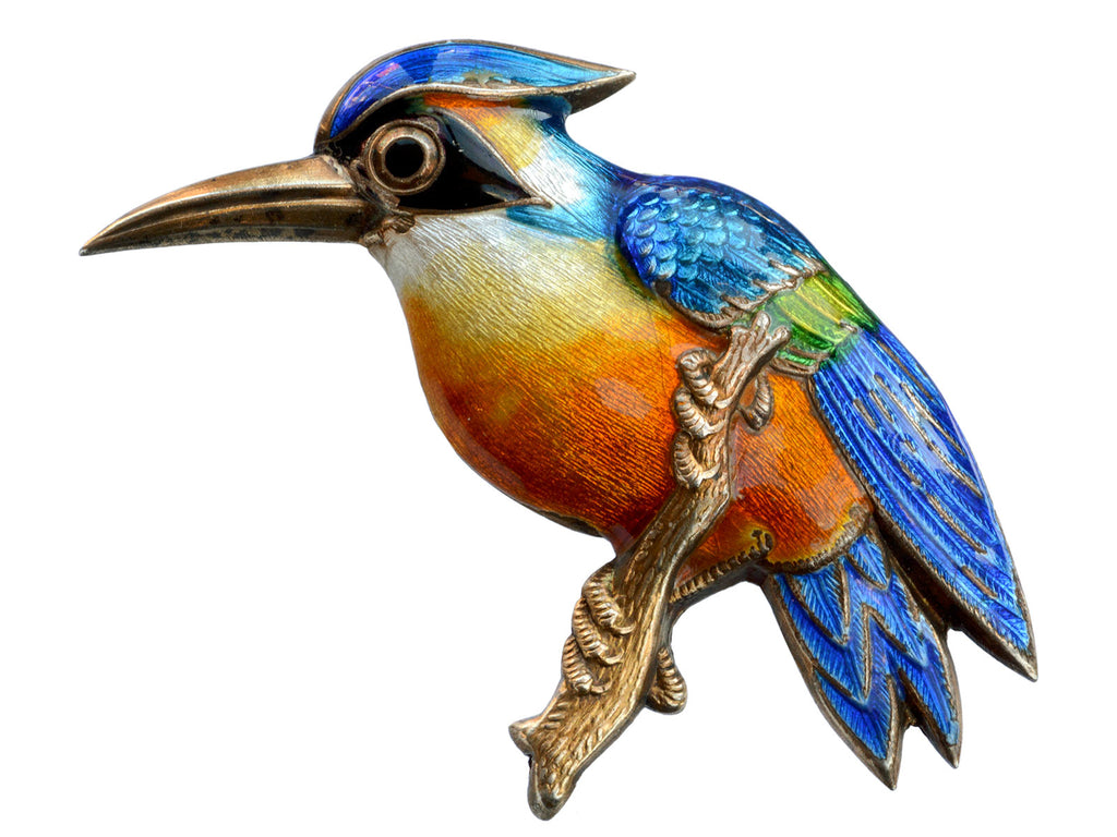 1950s Enamel Kingfisher Pin (on white background)
