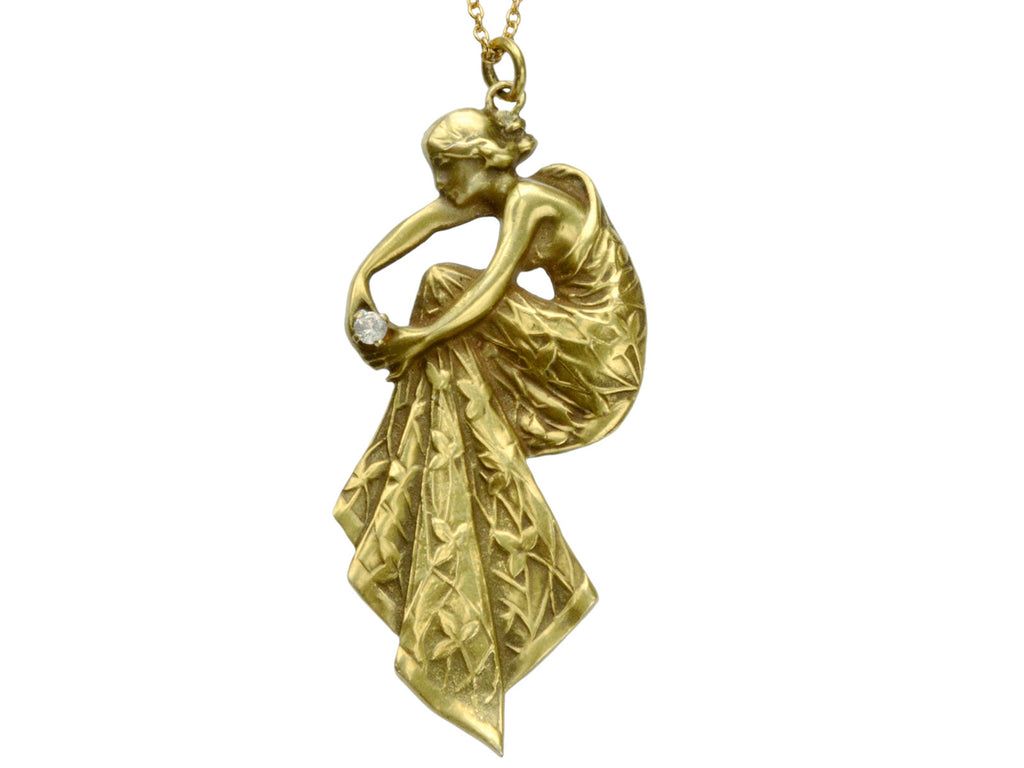 1950s Figural Gold Pendant (on white background)