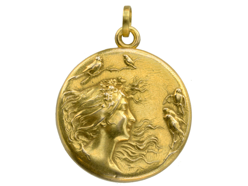 c1900 Art Nouveau Birds Locket (on white background)