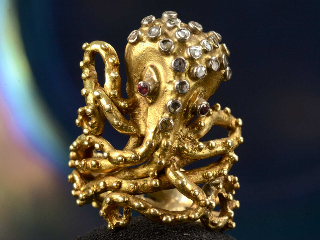 1960s Lalaounis Octopus Ring (on black background)