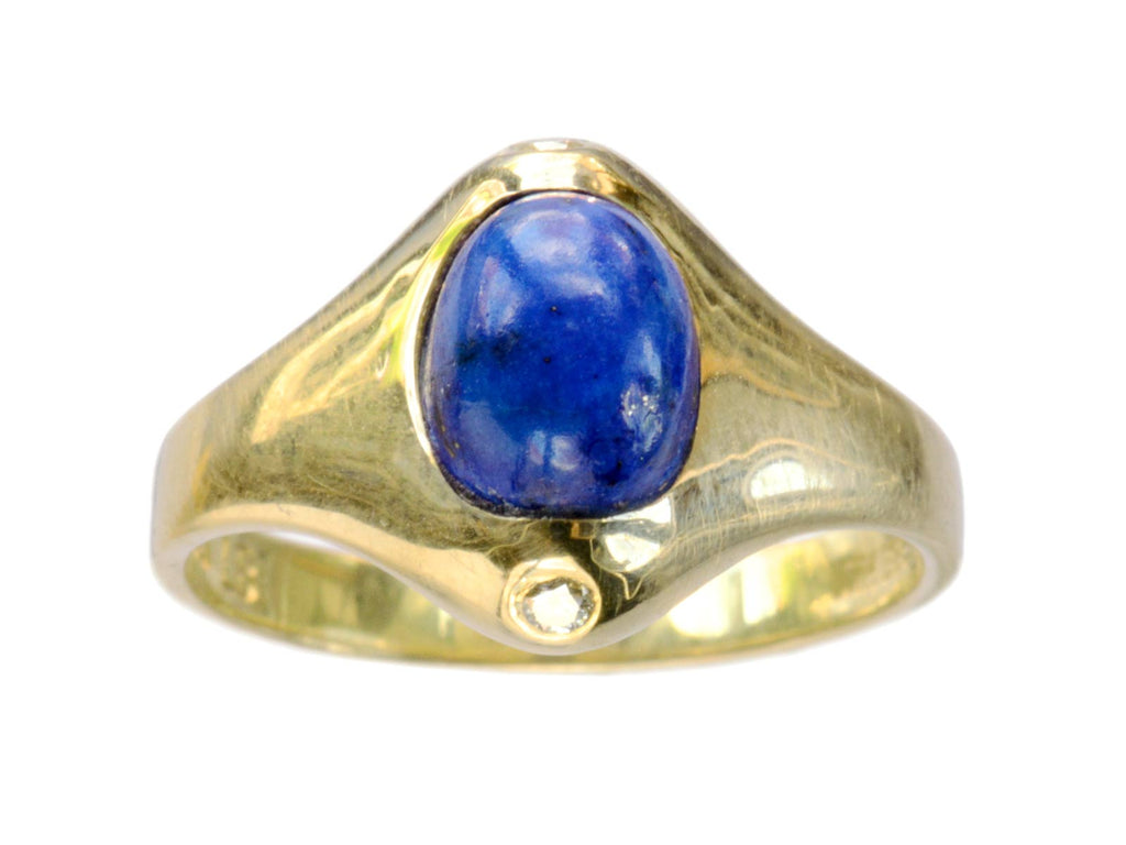 1970s Lapis & Diamond Ring (on white background)