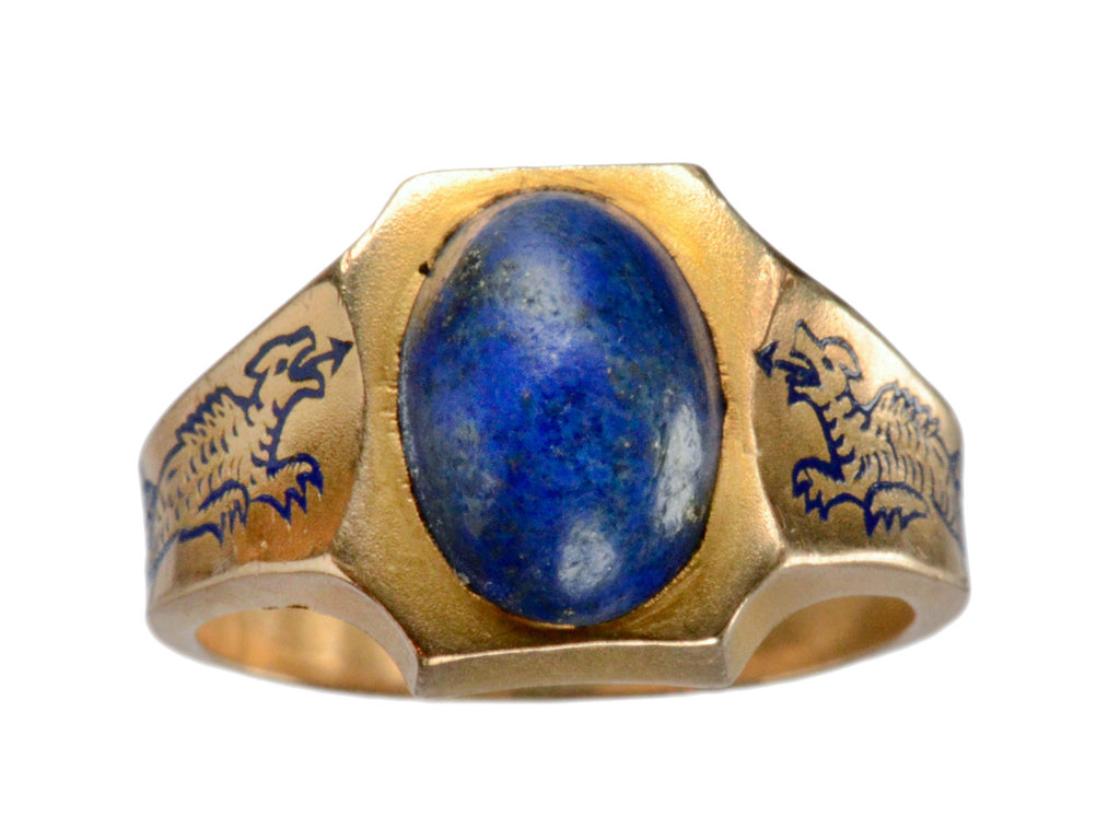 1930-40s Lapis Dragon Ring (on white background)