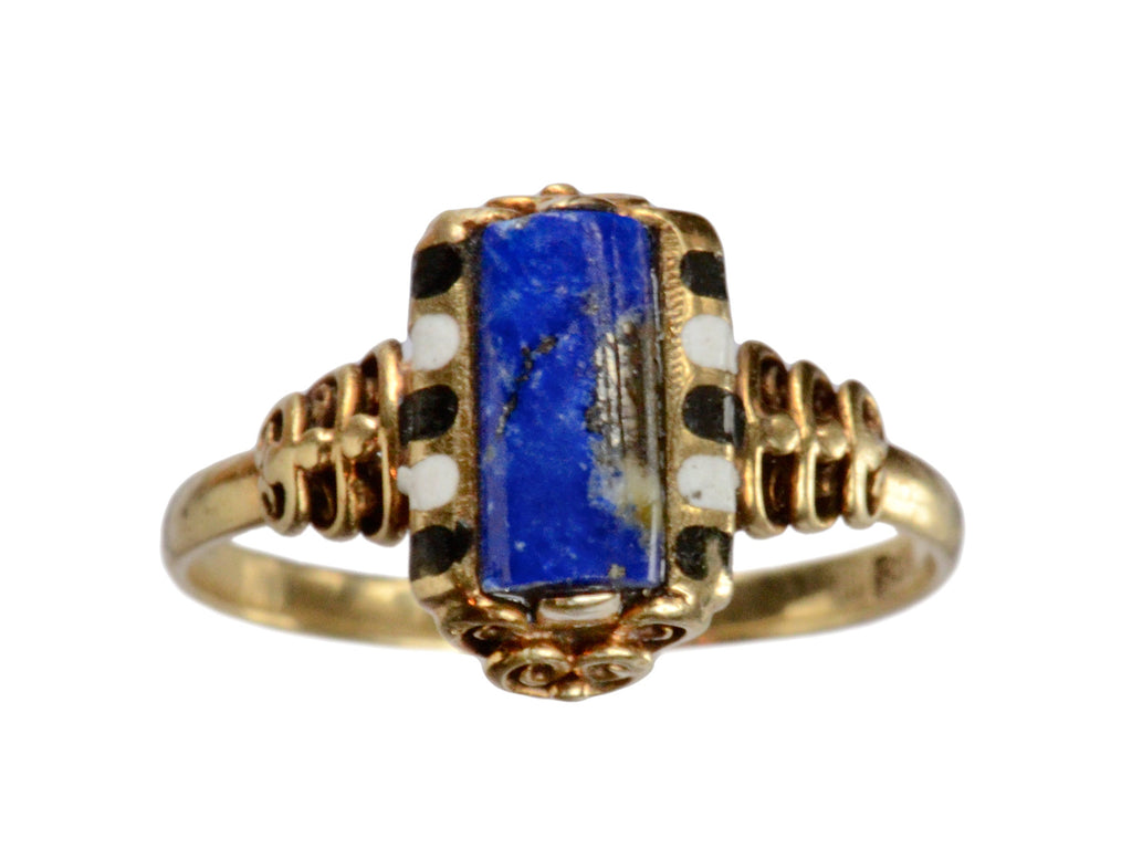 1910-20s Lapis & Enamel Ring (on white background)