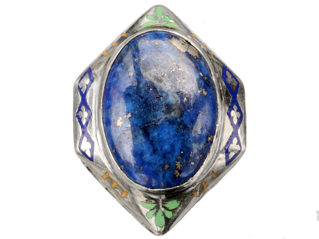 1920s Lapis & Enamel Ring (on white background)