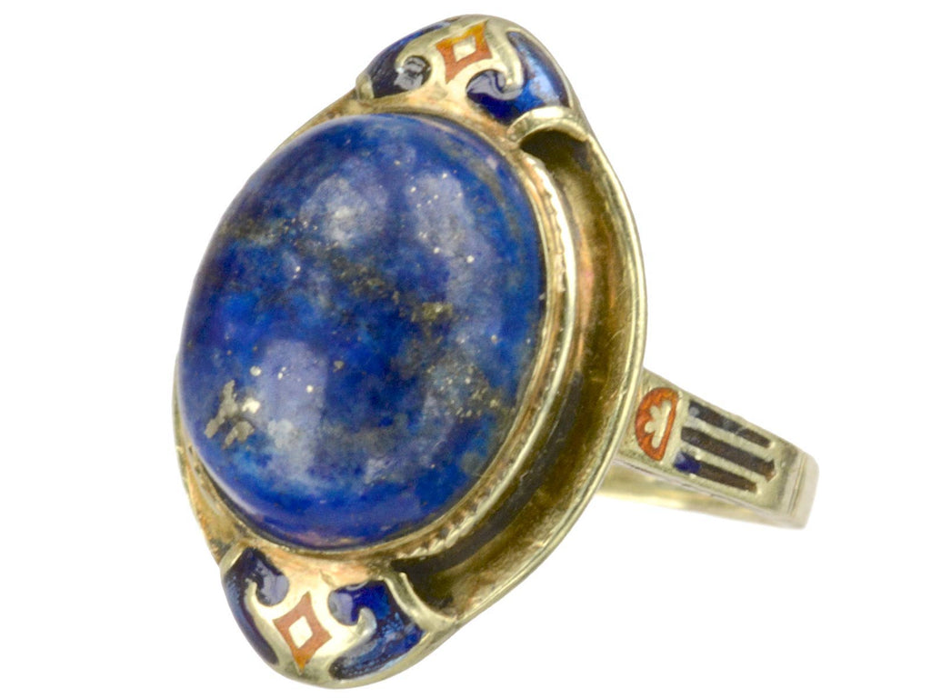 1920s Lapis & Enamel Ring (on white background)